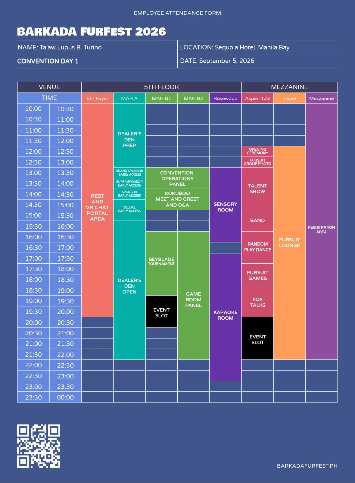 Schedule page