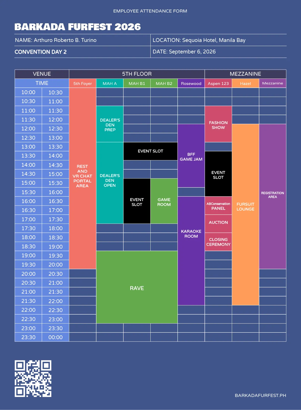 Schedule page